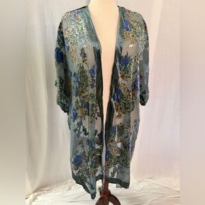 NWT Torrid Teal Floral Velvet Burnout Kimono - Torrid Size 3/4 (22-26)